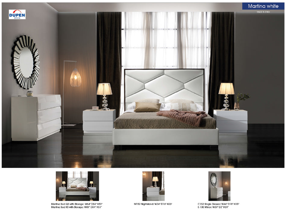 ESF Furniture - Martina 5 Piece Eastern King Storage Bedroom Set in White - MARTINABEDKSWHITE-5SET