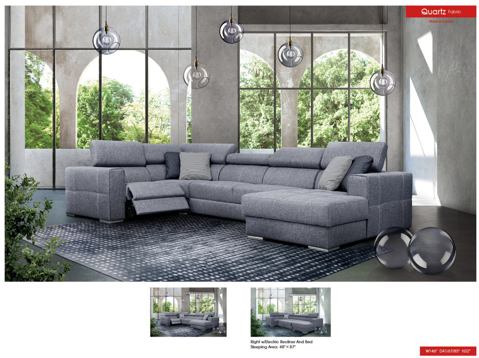 ESF FURNITURE - Quartz Sectional Right w/Electric Recliner and Bed - QUARTZSECTIONAL