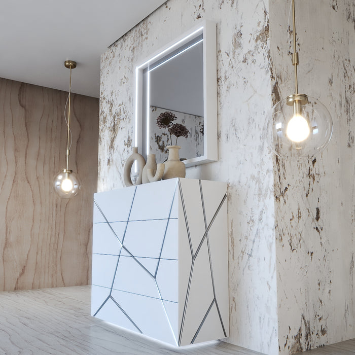 ESF Furniture - Franco Spain Gio 4 Drawers Single Dresser with Mirror in White - GIOSDRESSER-M