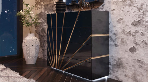 ESF Furniture - Oro 4 Drawer Single Dresser in Black - OROSDBLACK - GreatFurnitureDeal