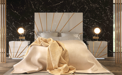 ESF Furniture - Oro 6 Piece Eastern King Bedroom Set w/Light in White - OROKSBED-6SET - GreatFurnitureDeal