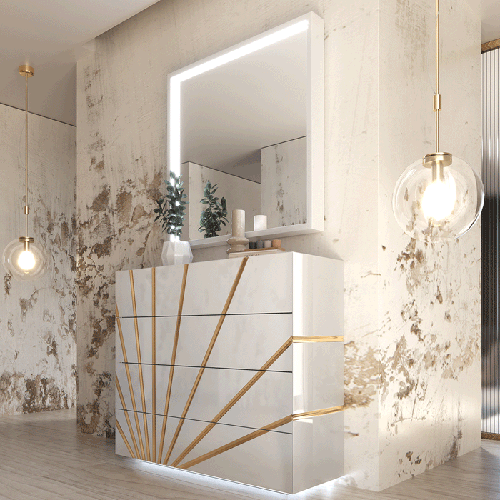 ESF Furniture - Franco Spain Oro Single Dresser with Mirror in White - OROSD-M