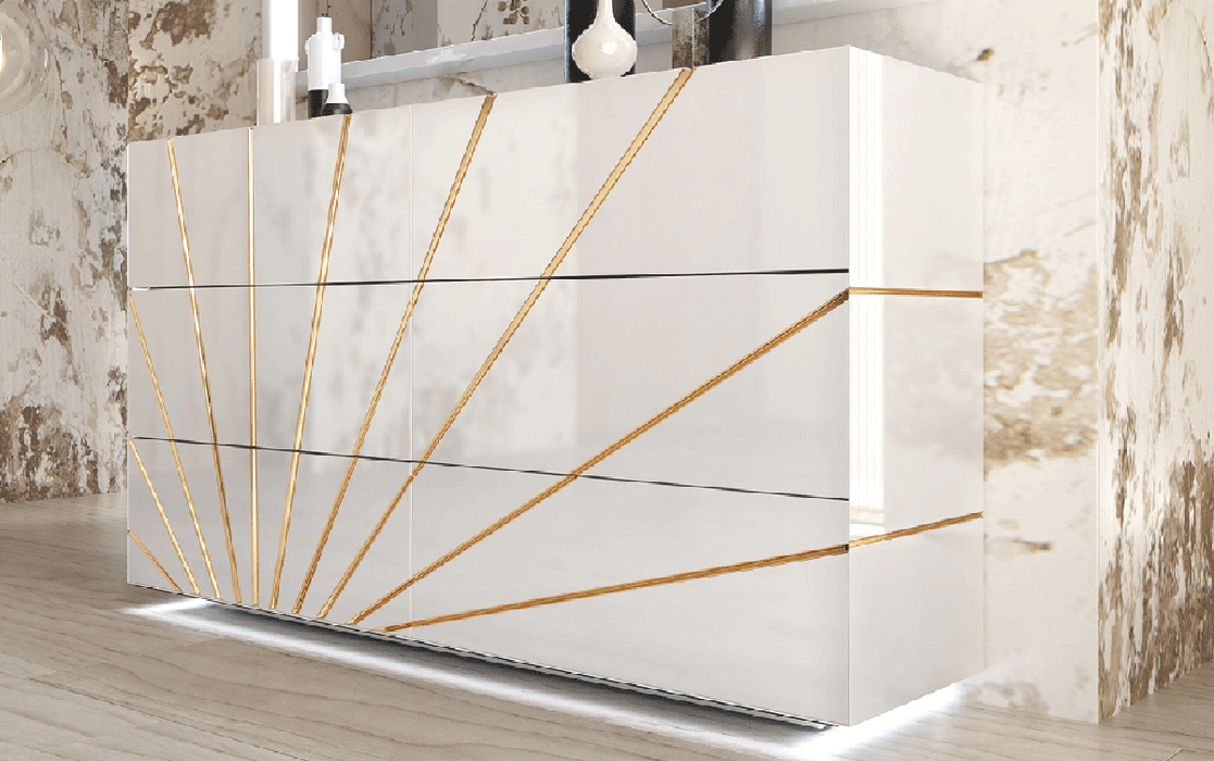 ESF Furniture - Franco Spain Oro Double Dresser 6 Drawers in White - ORODD