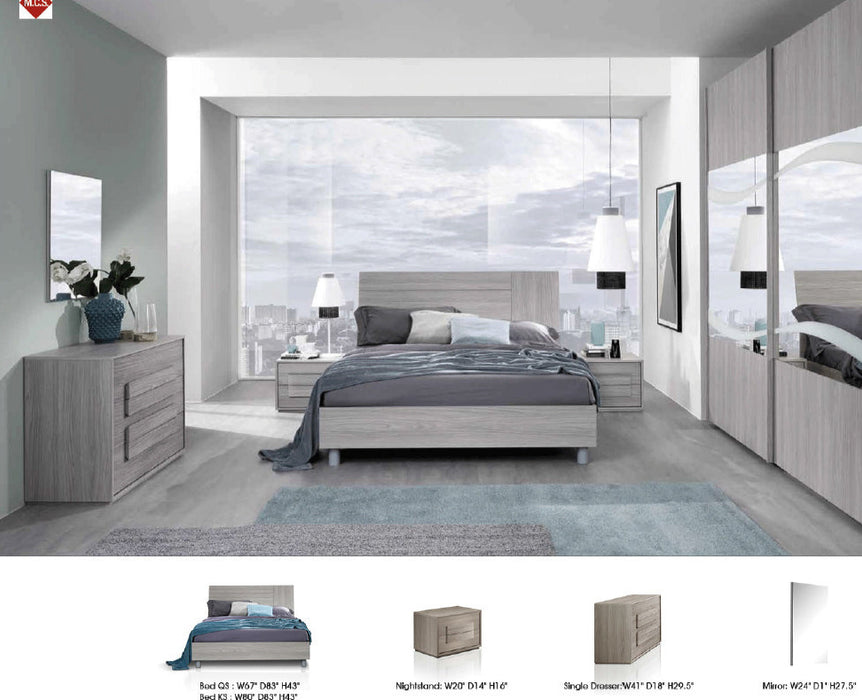 ESF Furniture - Linosa 5 Piece Queen Bedroom Set in Grey Reina - LINOSAQS-5SET