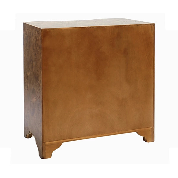 Worlds Away - Three Drawer Side Table In Dark Burl Wood With Acrylic Hardware - CALVIN DBW