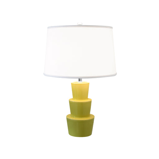 Worlds Away - Camden Three Tier Ceramic Table Lamp With White Linen Shade in Citron - CAMDEN CIT - GreatFurnitureDeal