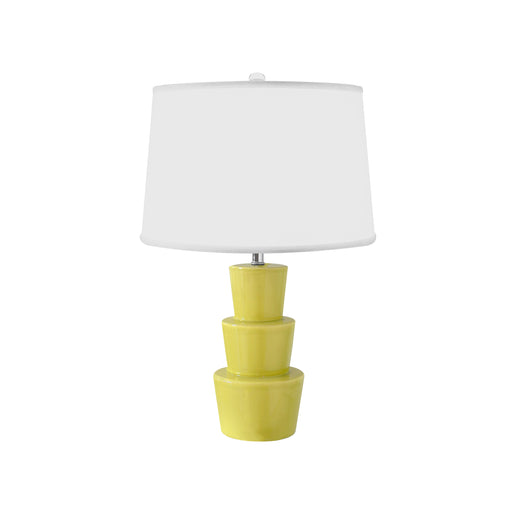 Worlds Away - Camden Three Tier Ceramic Table Lamp With White Linen Shade in Citron - CAMDEN CIT - GreatFurnitureDeal