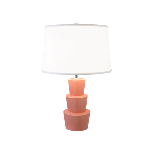 Worlds Away - Camden Three Tier Ceramic Table Lamp With White Linen Shade in Coral - CAMDEN CO - GreatFurnitureDeal