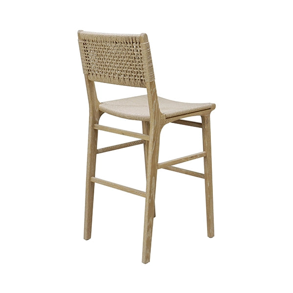 Worlds Away - Woven Back Bar Stool With Rush Seat In Cerused Oak - CARSON CO