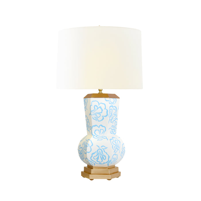 Worlds Away - Gina Handpainted Tole Table Lamp in Light Pink Strokes Pattern- GINA STROKES PI