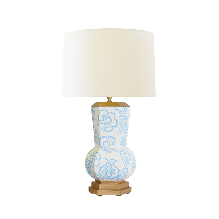 Worlds Away - Gina Handpainted Tole Table Lamp in Light Pink Strokes Pattern- GINA STROKES PI