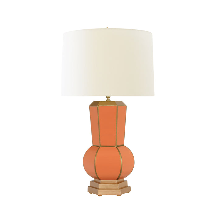 Worlds Away - Catalina Handpainted Gourd Shape Tole Table Lamp In Orange With Gold Detail -  CATALINA OR