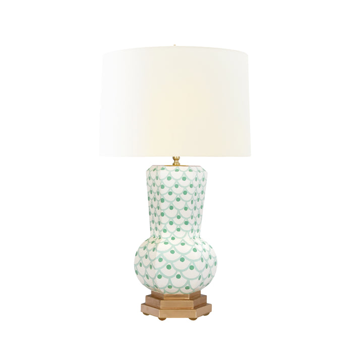 Worlds Away - Catalina Handpainted Gourd Shape Tole Table Lamp in Green Scale Pattern - CATALINA SCALE GR