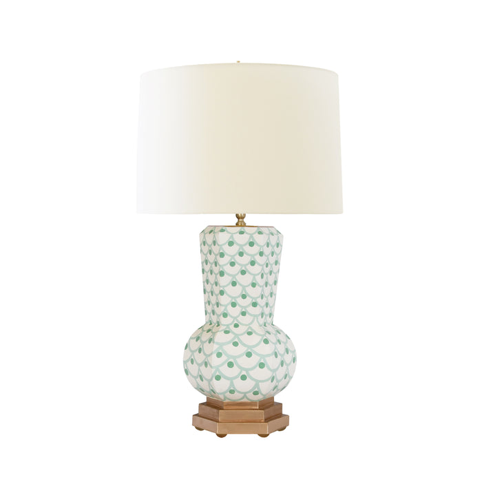 Worlds Away - Catalina Handpainted Gourd Shape Tole Table Lamp in Green Scale Pattern - CATALINA SCALE GR
