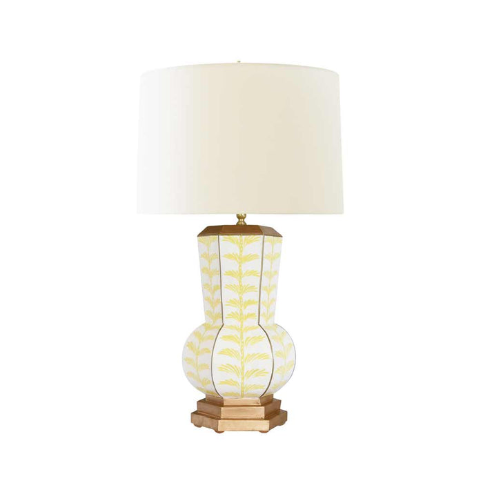 Worlds Away - Catalina Handpainted Gourd Shape Tole Table Lamp in Yellow Trail Pattern - CATALINA TRAIL YL