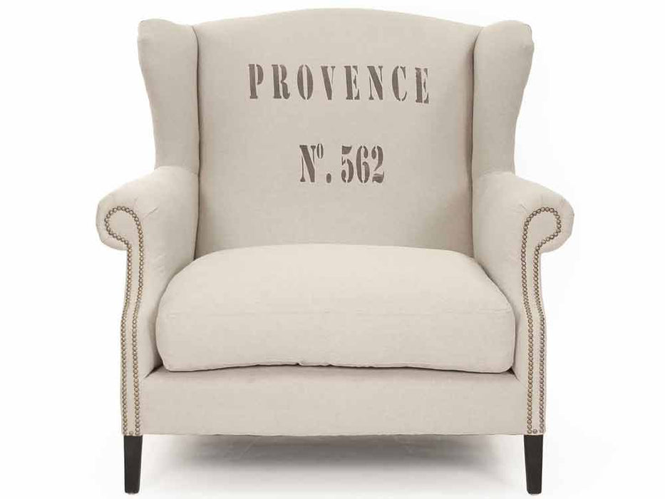 Zentique - Napoleon Natural Linen / Dark Brown Oak Accent Chair - CF076 L002 A003 #25 - GreatFurnitureDeal