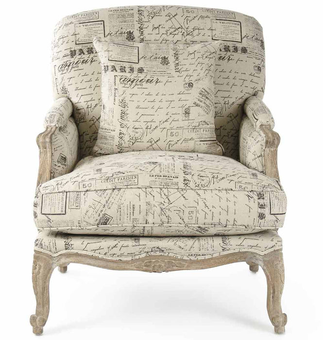 Zentique - Paris Natural Linen / Brown Prints Accent Chair - CFH124 E272 #41