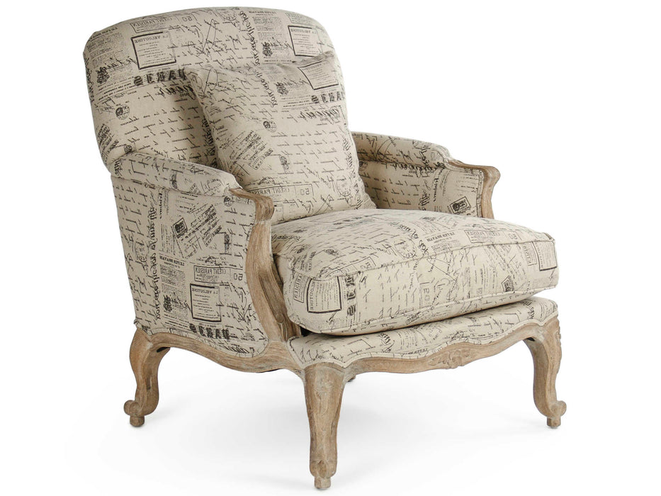 Zentique - Paris Natural Linen / Brown Prints Accent Chair - CFH124 E272 #41