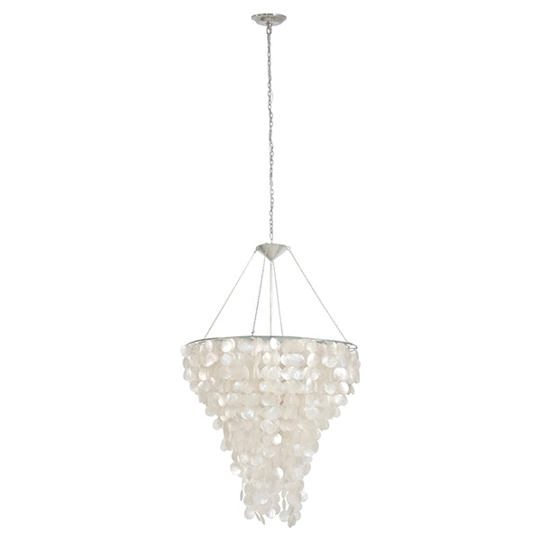 Worlds Away - Large Round Capiz Shell Chandelier With Interior Nickel Plated Socket - CHCAPIZ30
