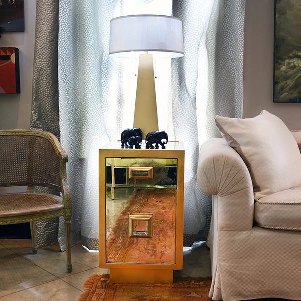 Worlds Away - One Drawer Side Table With Antique Mirror Side In Gold Leaf - CISCO G