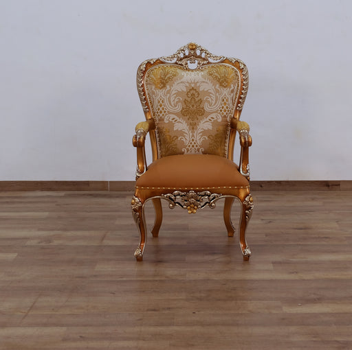 European Furniture - Saint Germain Dining Arm Chair in Light Gold & Antique Silver Set of 2 - 35550-AC - GreatFurnitureDeal