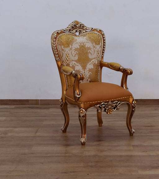 European Furniture - Saint Germain Dining Arm Chair in Light Gold & Antique Silver Set of 2 - 35550-AC - GreatFurnitureDeal