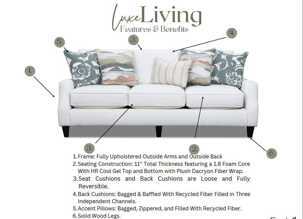 Southern Home Furnishings - Durango Pewter Sofa in Off White - 7005-00KP Durango Pewter Sofa