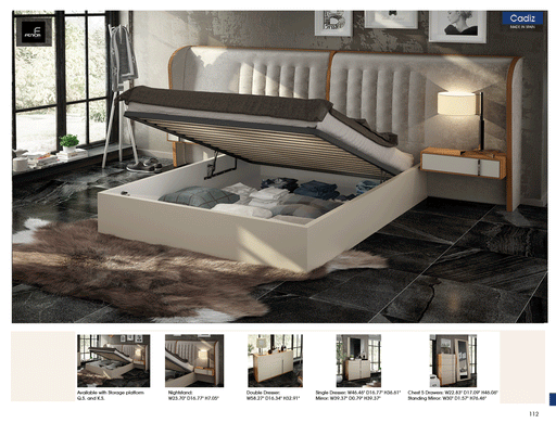 ESF Furniture - Cadiz 5 Piece Queen Size Storage Bedroom Set - CADIZBEDQSSTORAGE-5SET - GreatFurnitureDeal