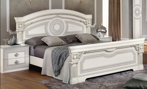ESF Furniture - Aida King Panel Bed in White-Silver - AIDABEDKSWHITE - GreatFurnitureDeal