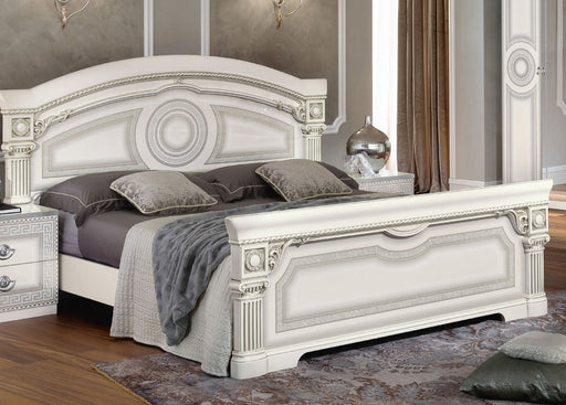 ESF Furniture - Aida 3 Piece Eastern King Panel Bedroom Set in White-Silver - AIDABEDKSWHITE-3SET - GreatFurnitureDeal