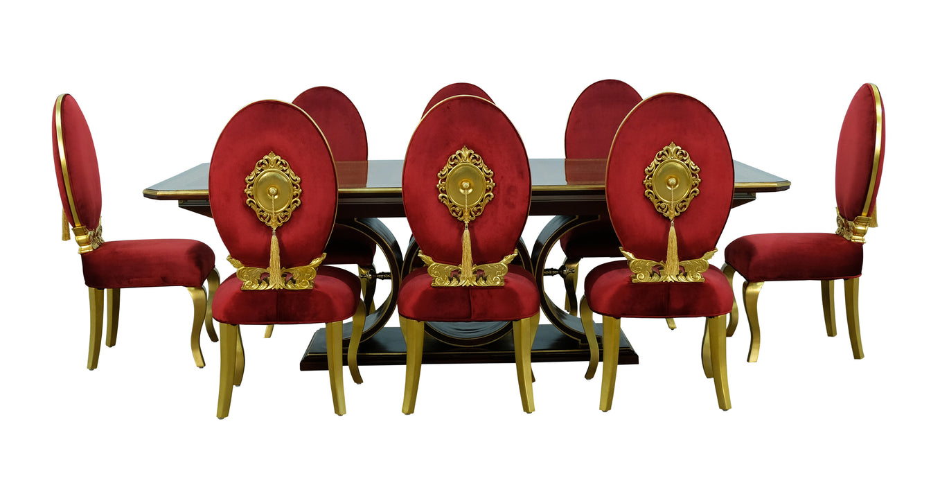 European Furniture - Rosella 9 Piece Dining Room Set in Havana With Deco Gold Leaf - 44697-9SET