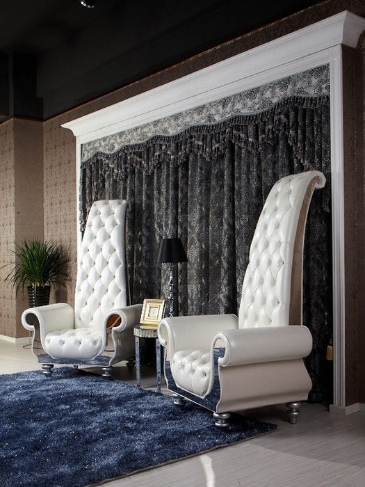 VIG Furniture - Divani Casa Luxe Neo-Classical Pearl White Italian Leather Tall Chair - VGKND6032