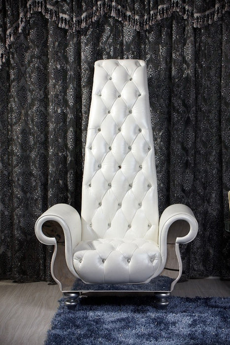 VIG Furniture - Divani Casa Luxe Neo-Classical Pearl White Italian Leather Tall Chair - VGKND6032