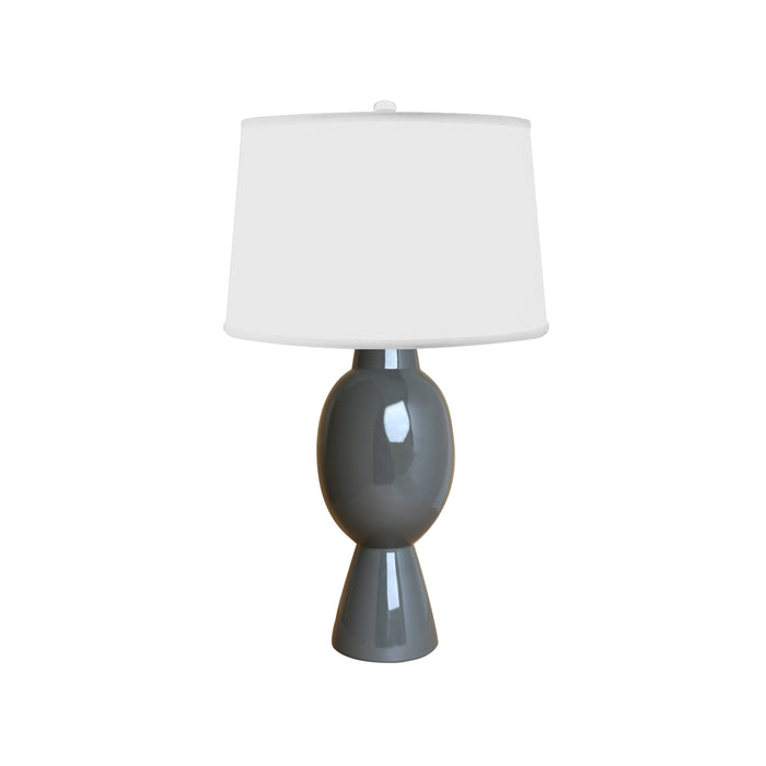 Worlds Away - Dover Tall Bulb Shape Ceramic Table Lamp With White Linen Shade in Charcoal - DOVER CH - GreatFurnitureDeal