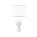 Worlds Away - Dover Tall Bulb Shape Ceramic Table Lamp With White Linen Shade in White- DOVER WH - GreatFurnitureDeal