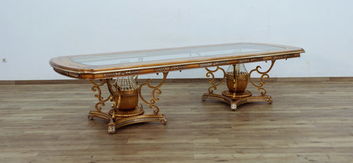 European Furniture - Saint Germain Dining Table in Light Gold & Antique Silver - 35550-DT - GreatFurnitureDeal