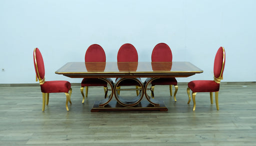 European Furniture - Rosella Dining Table in Havana With Deco Gold Leaf - 44697-DT - GreatFurnitureDeal