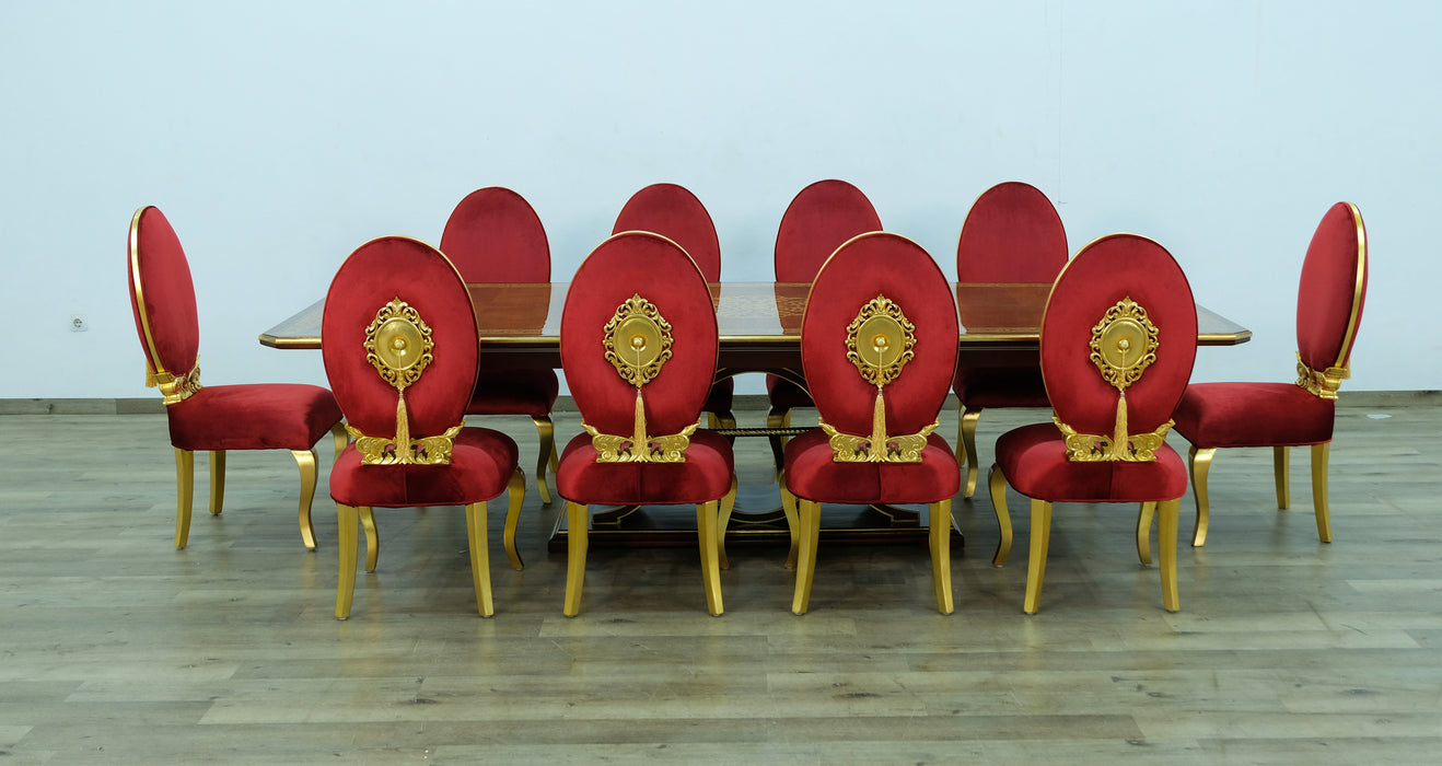 European Furniture - Rosella 11 Piece Dining Room Set in Havana With Deco Gold Leaf - 44697-11SET