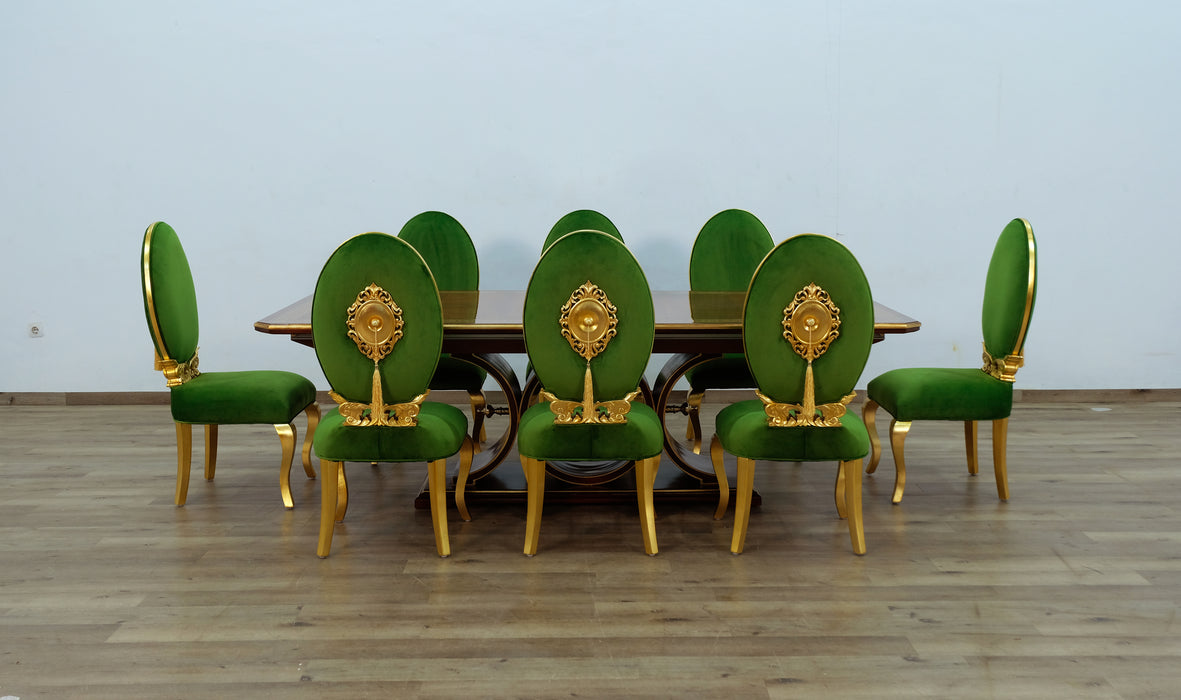 European Furniture - Rosella 9 Piece Dining Room Set With Emerald Green Chair - 44697-9SE-G - GreatFurnitureDeal
