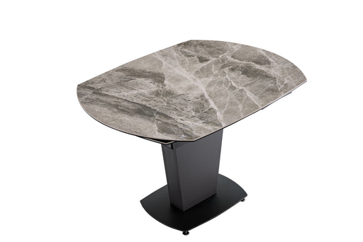 ESF Furniture - Extravaganza 2417 Marble Table Grey Taupe with 3405 Chairs Beige - 2417-3405BEIGE-6CHAIR - GreatFurnitureDeal