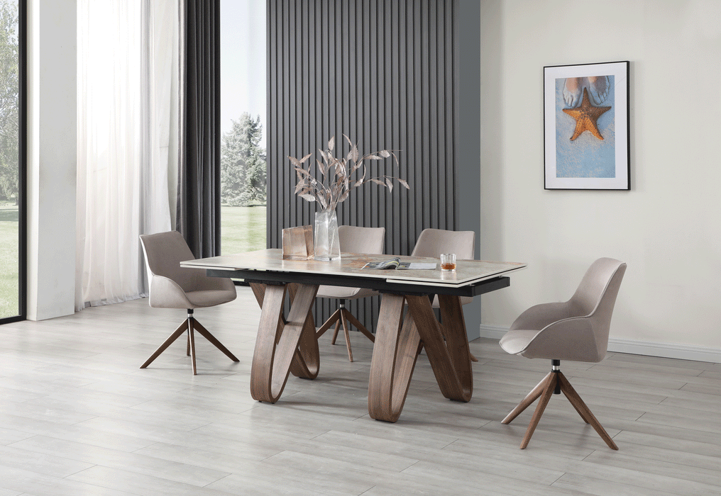 ESF Furniture - Extravaganza 9086 Dining Table with 1327 Swivel Chairs - 9086TABLE-1327-6CHAIR