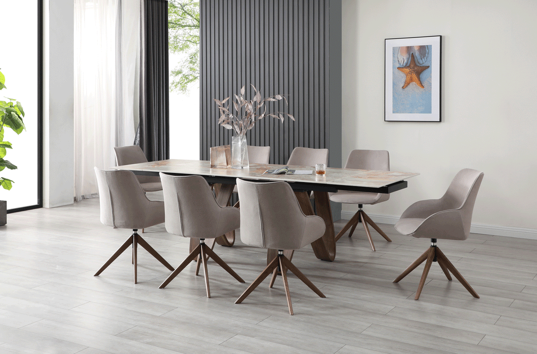 ESF Furniture - Extravaganza 9086 Dining Table with 1327 Swivel Chairs - 9086TABLE-1327-8CHAIR