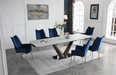 ESF Furniture - 9188 Dining Table with 1218 Swivel Blue Chairs - 9188-1218-8BLUECHAIR - GreatFurnitureDeal