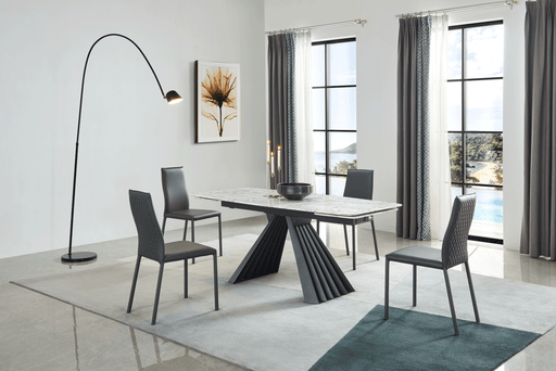 ESF Furniture - Extravaganza 152 Marble Dining Table with 196 Grey Chairs - 152DININGTABLE-196-4CHAIR - GreatFurnitureDeal