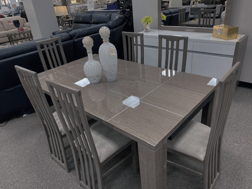 ESF Furniture - Mangano 9 Piece Dining Room Furniture Set in Grey - MANGANOGREY-9SET-6CHAIR - GreatFurnitureDeal