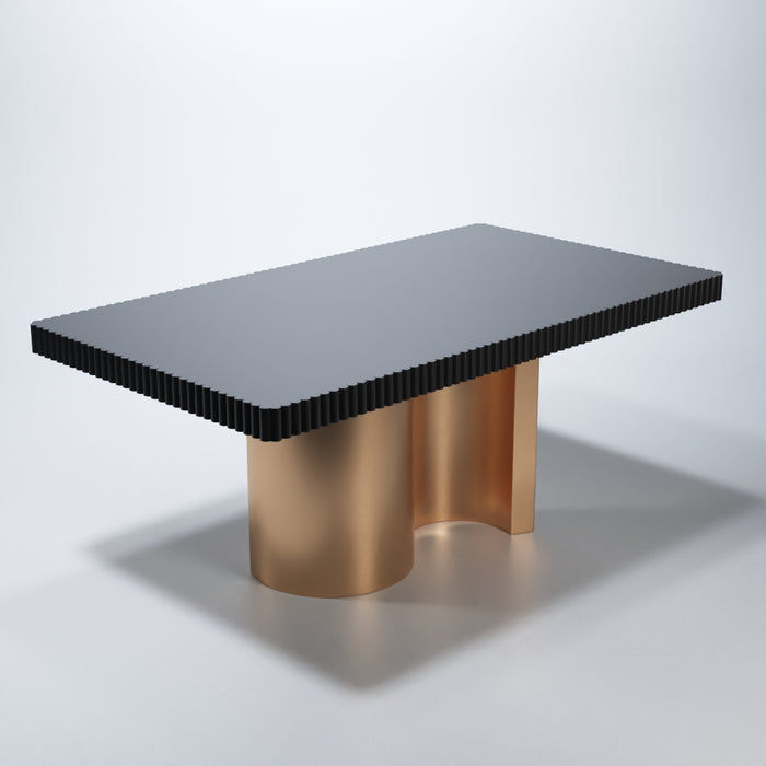 ESF Furniture - Wave Dining table with 2 Ext. in Matt Gold - WAVETABLEGREY - GreatFurnitureDeal