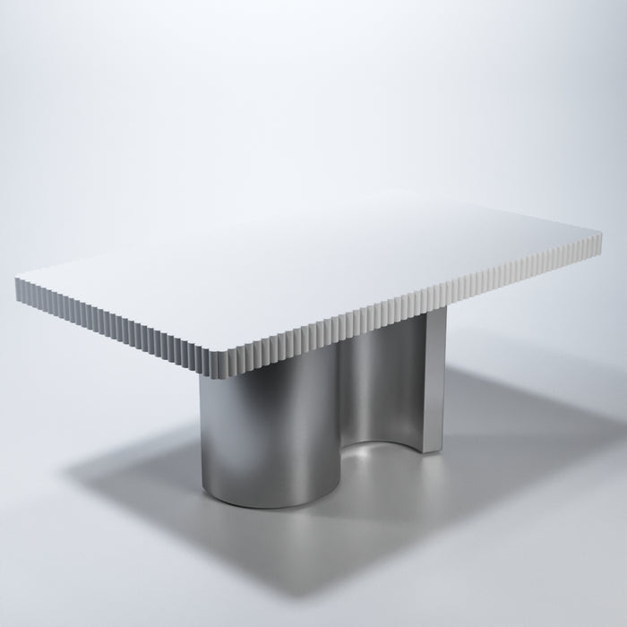 ESF Furniture - Wave 9 Piece Dining Table Set in White Matt - WAVE-WHITE-9SET - GreatFurnitureDeal