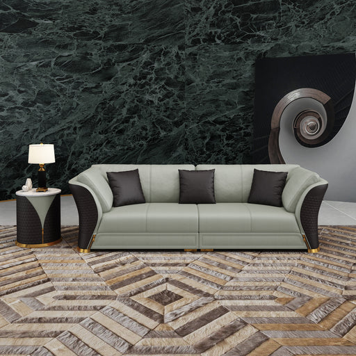 European Furniture - Vogue Mansion Sofa Grey Chocolate Italian Leather - EF-27993-4S - GreatFurnitureDeal