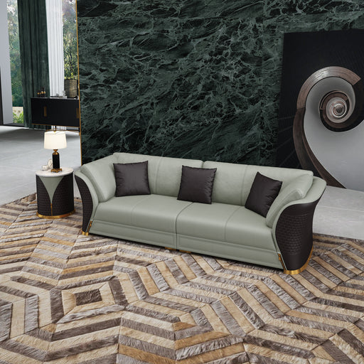 European Furniture - Vogue Mansion Sofa Grey Chocolate Italian Leather - EF-27993-4S - GreatFurnitureDeal