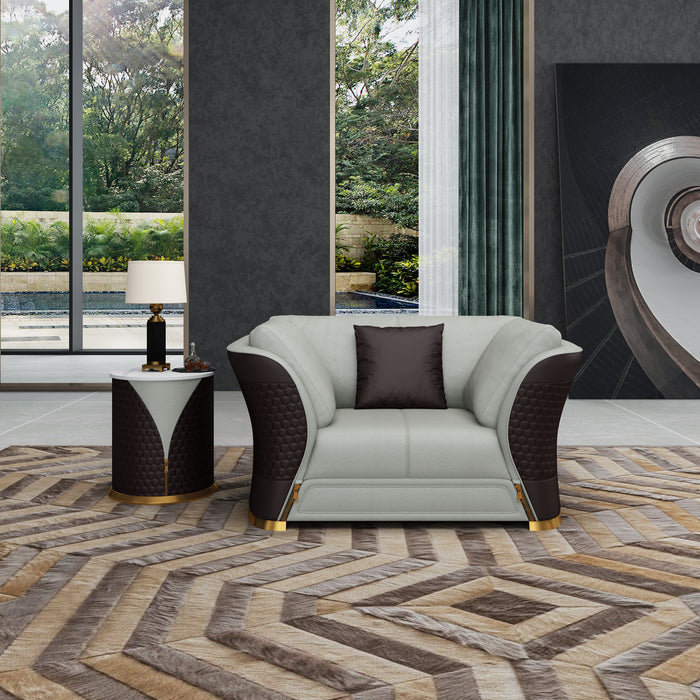 European Furniture - Vogue 3 Piece Living Room Set in Grey & Chocolate - EF-27993-3SET - GreatFurnitureDeal